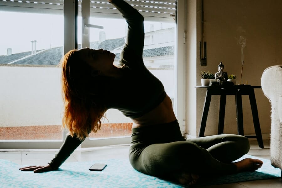 woman stretching to relax