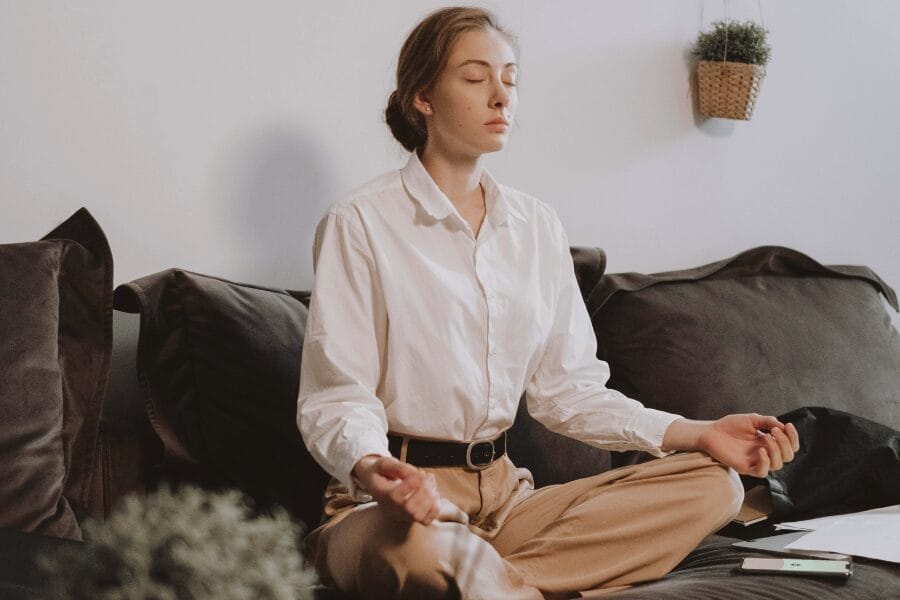 working mom meditating